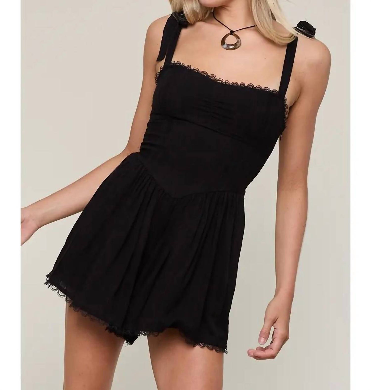 Sky To Moon - Larissa Strap Lace Trim Romper
