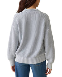 Faherty Sunwashed Fisherman Sweater in tradewinds - women's sweater - detail view