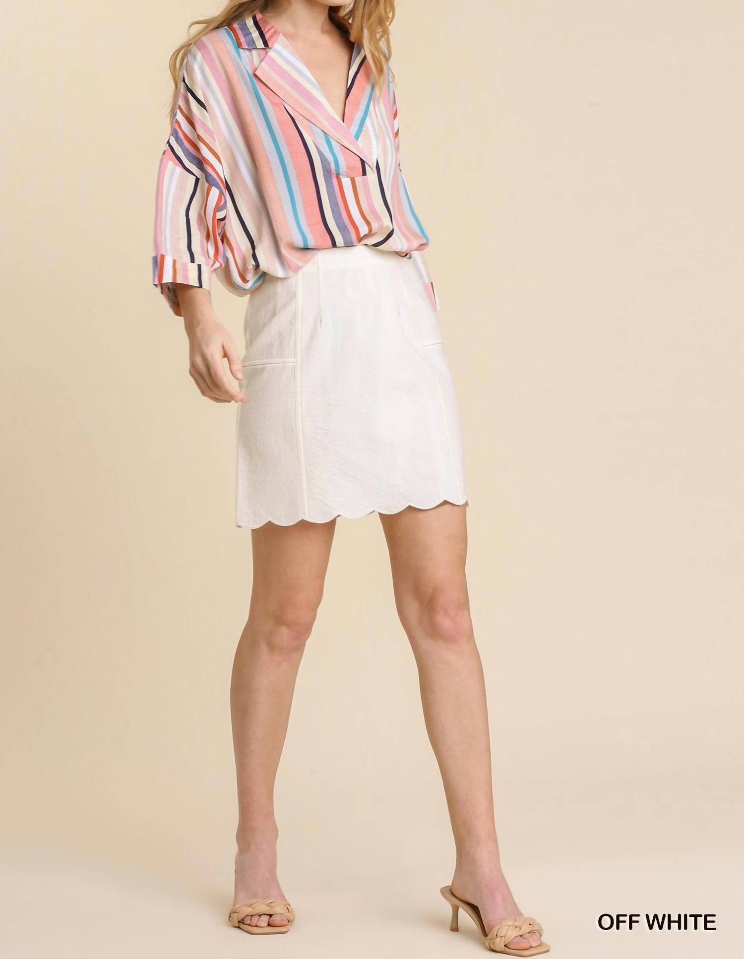 Umgee - Scallop A-line Skirt