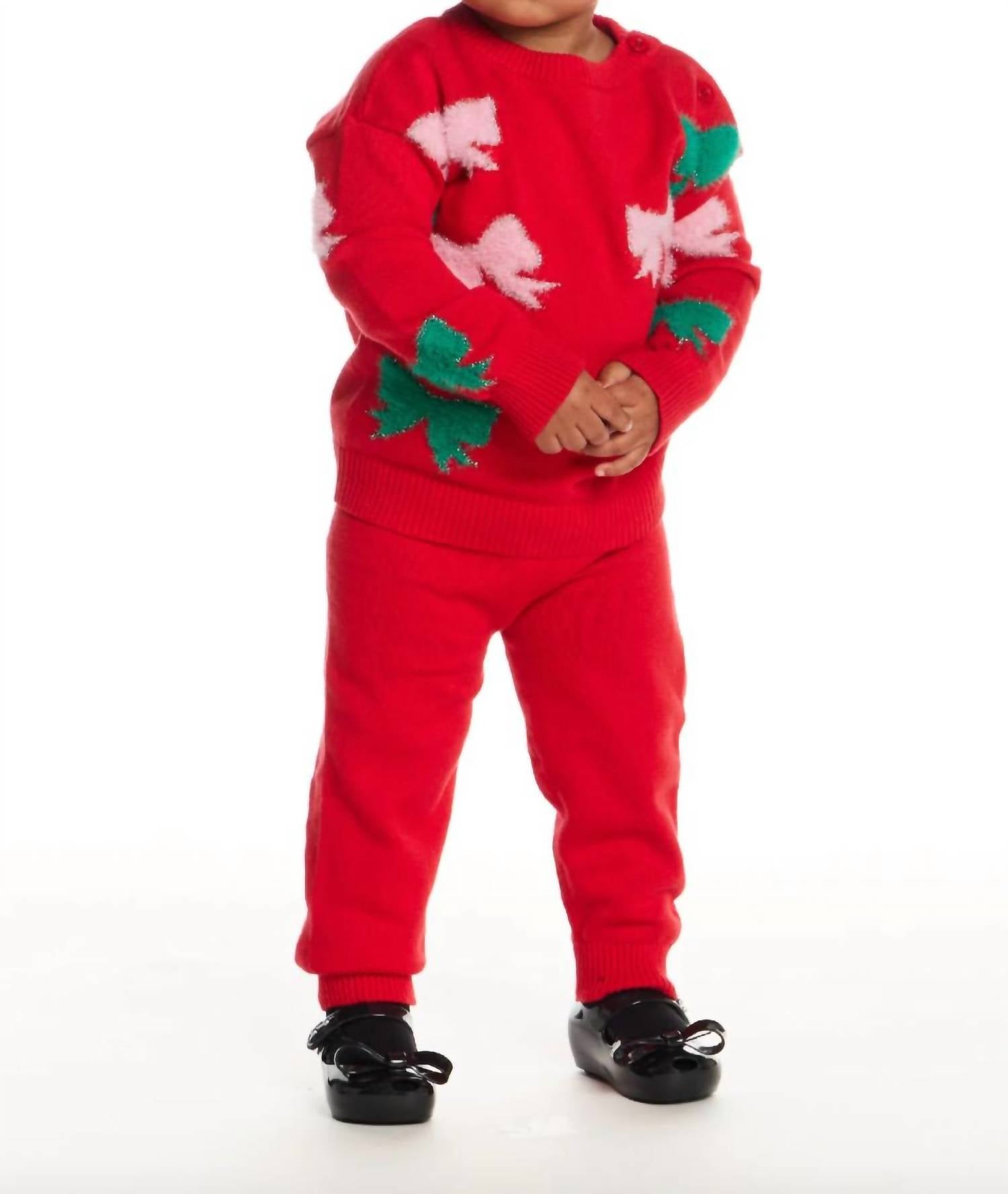 Andy & Evan Infant 3 Piece Sweater Set in red - item