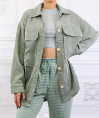 Surelymine - Long Sleeves Corduroy Button Down Cardigan