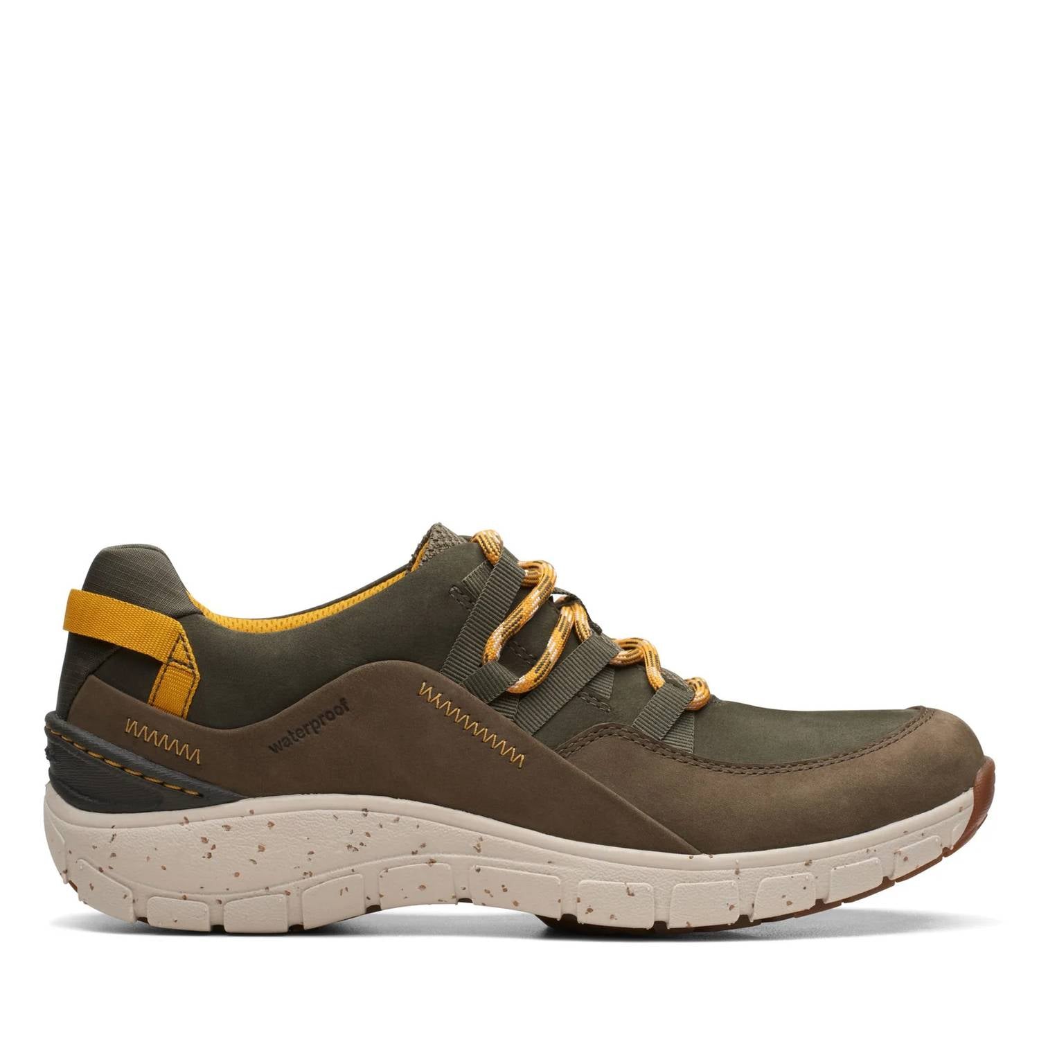 Clarks Women's Wave Range Waterproof Walking Shoes in olive combination - women's shoe