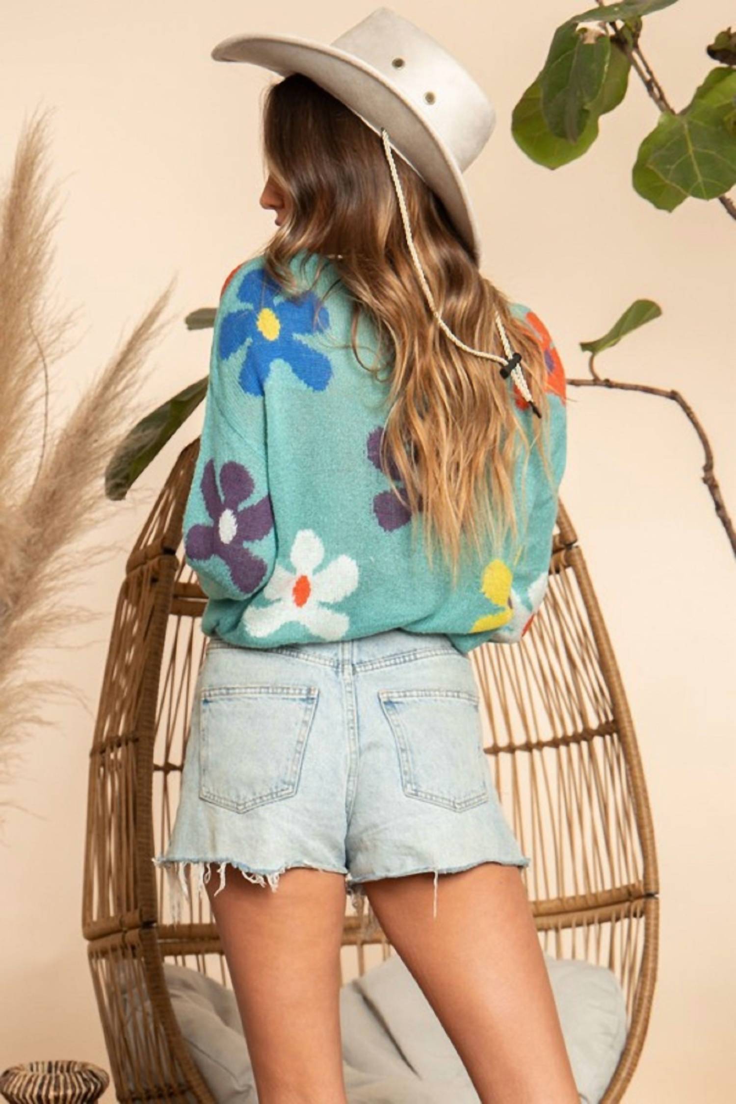 Blue Buttercup - Flower Print Sweater