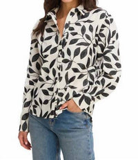 ALLISON NEW YORK Embroidered Nina Shirt in black floral - women's shirt