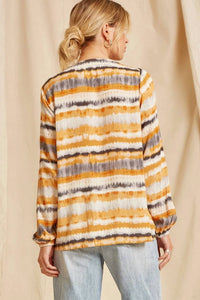 Andree By Unit - Tie Dye Floral Embroidered Top