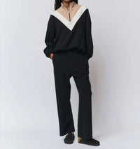 THE GREAT. The Plush Victory Sweatpant in black - women's pants - alternate view