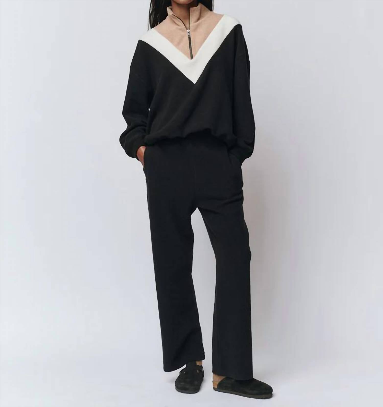 THE GREAT. The Plush Victory Sweatpant in black - women's pants - alternate view
