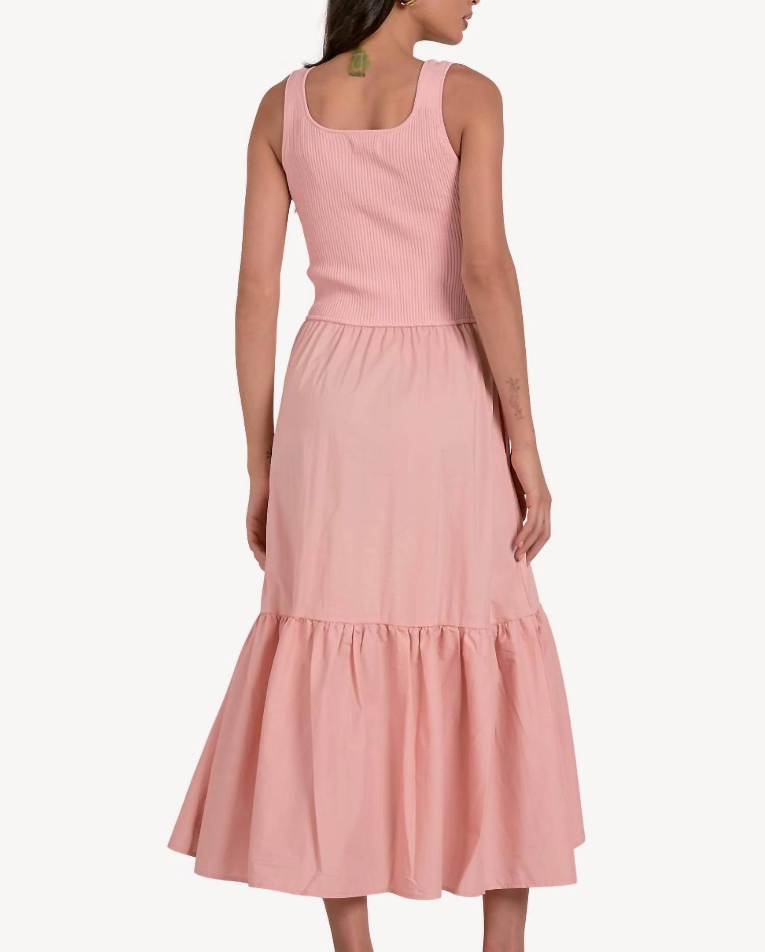 ELAN Sleeveless Midi Dress in rhodes melon - women's dress - detail view