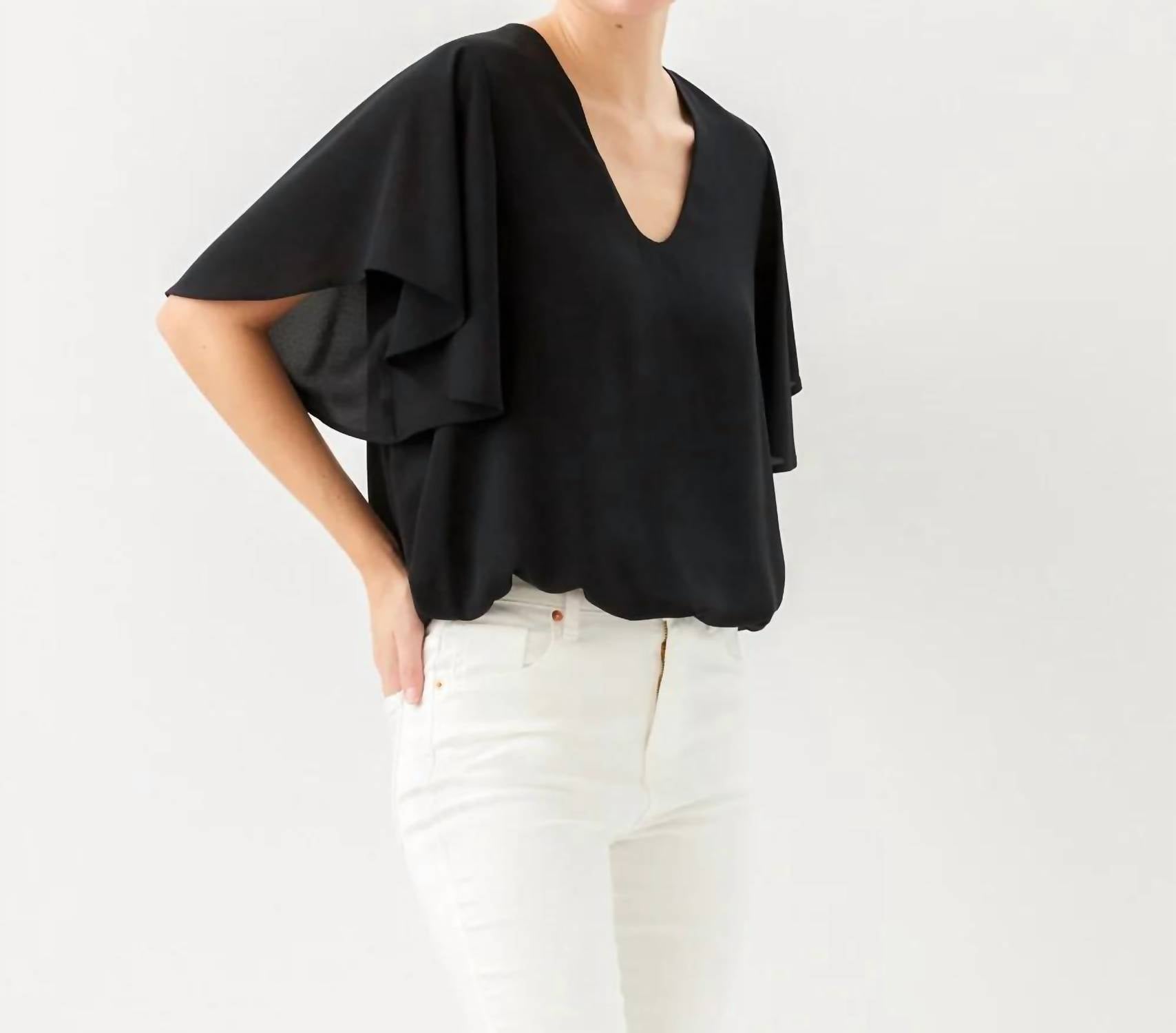 Karen Kane - Flutter Sleeve V-Neck Top
