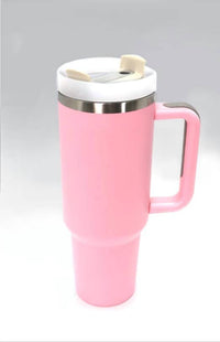 Wall To Wall - Tumbler Stainless Steel 40oz Solid Pink with Handle
