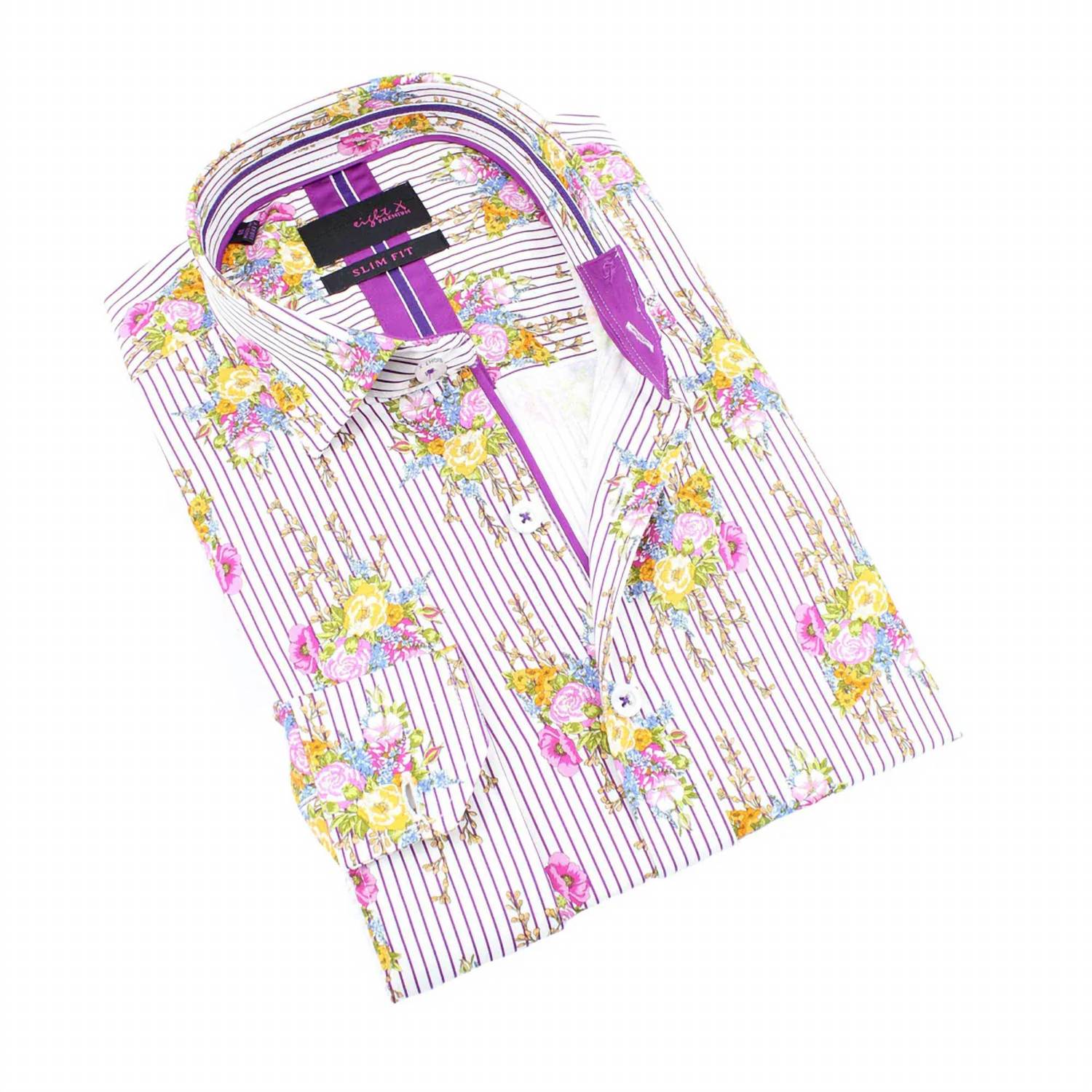 Eight X - Stripe Floral Button Down Shirt