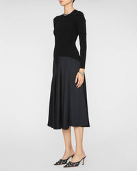 Veronica Beard Vaughn Long Sleeveless Dress in black - women's dress - detail view