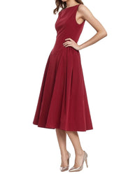 Badgley Mischka - KIRSTEN SLEEVELESS BOATNECK A-LINE MIDI DRESS