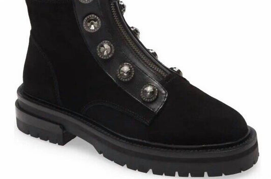 Kurt Geiger - Women's Bobby Suede Leather Rhinestone Combat Boots