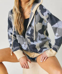 Davi & Dani - Military Zip Up Hoodie - Plus
