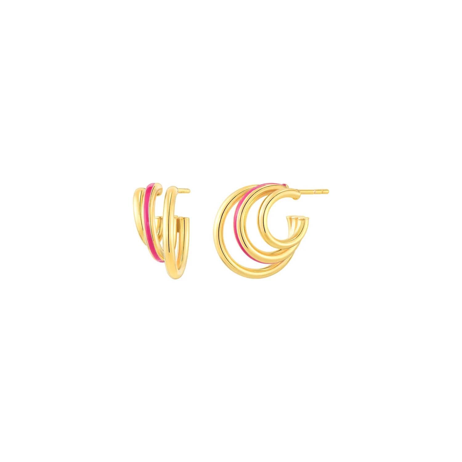 Gold & Honey - Women's Enamel Triple Hoop Earrings