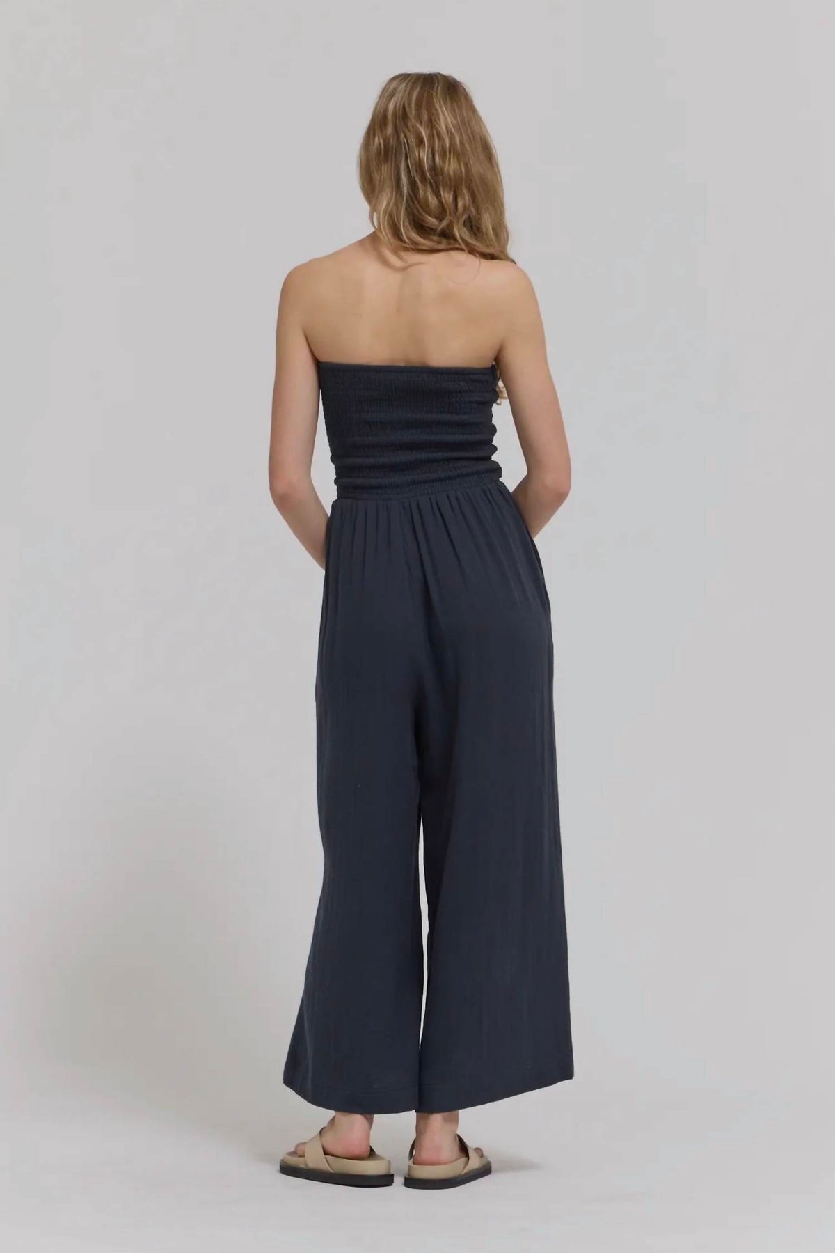 Grade & Gather - Cotton Gauze Tie Front Jumpsuit