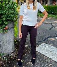 Spanx Dressy Micro Flare Pants in truffle brown - women's pants - alternate view