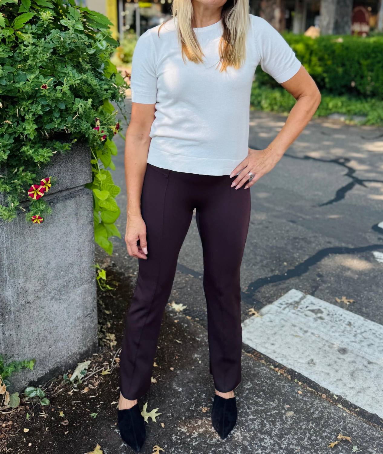 Spanx Dressy Micro Flare Pants in truffle brown - women's pants - alternate view