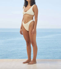 Haight Ribbed Juliana Bikini Top in white clay - women's swimwear - detail view