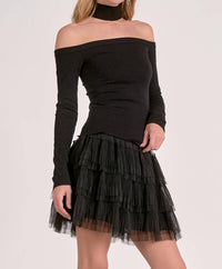 Elan - Taylor Off the Shoulder Choker Sweater