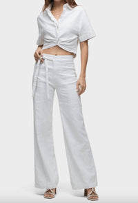 Hudson - Tie Waist Pin Tucked Trouser Pants