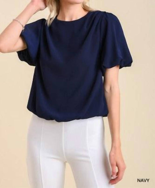 Pleated Bubble Sleeve Top