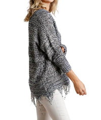 Umgee - Frayed Knit Pullover Sweater