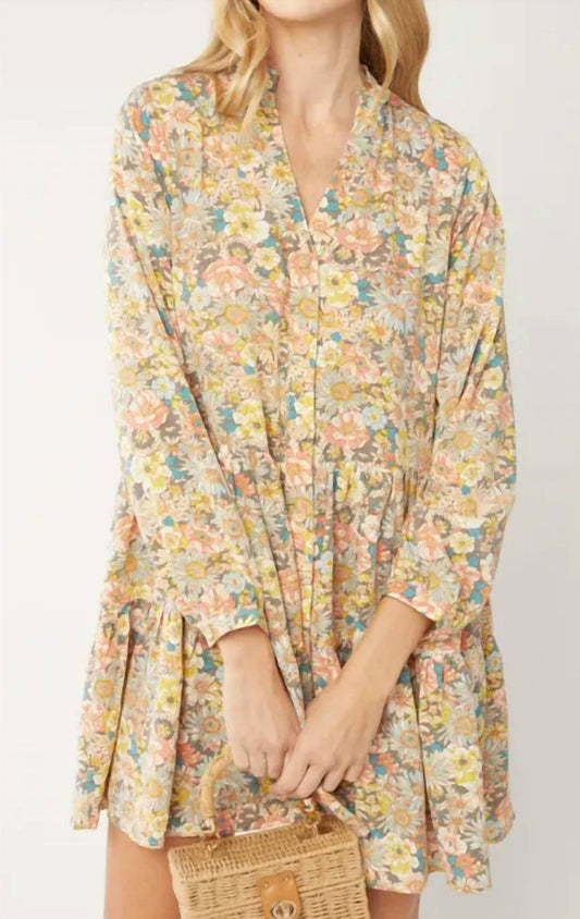Entro - Floral Tiered Long-sleeved Dress