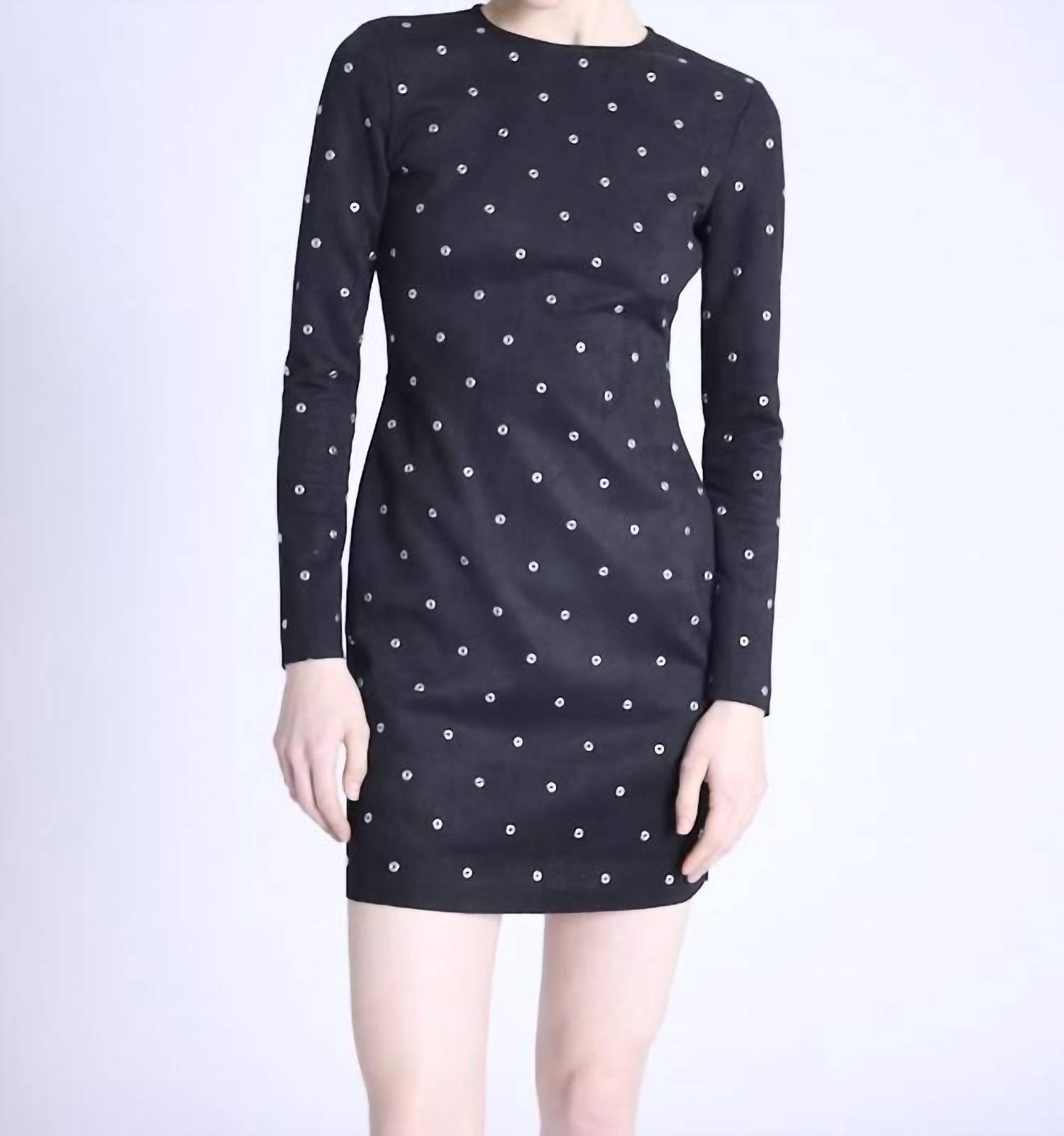 Berenice Rolinda Rivet Dress in black suede - women's dress