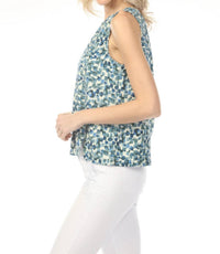 Charlie B - Printed Sleeveless Linen Blend Top