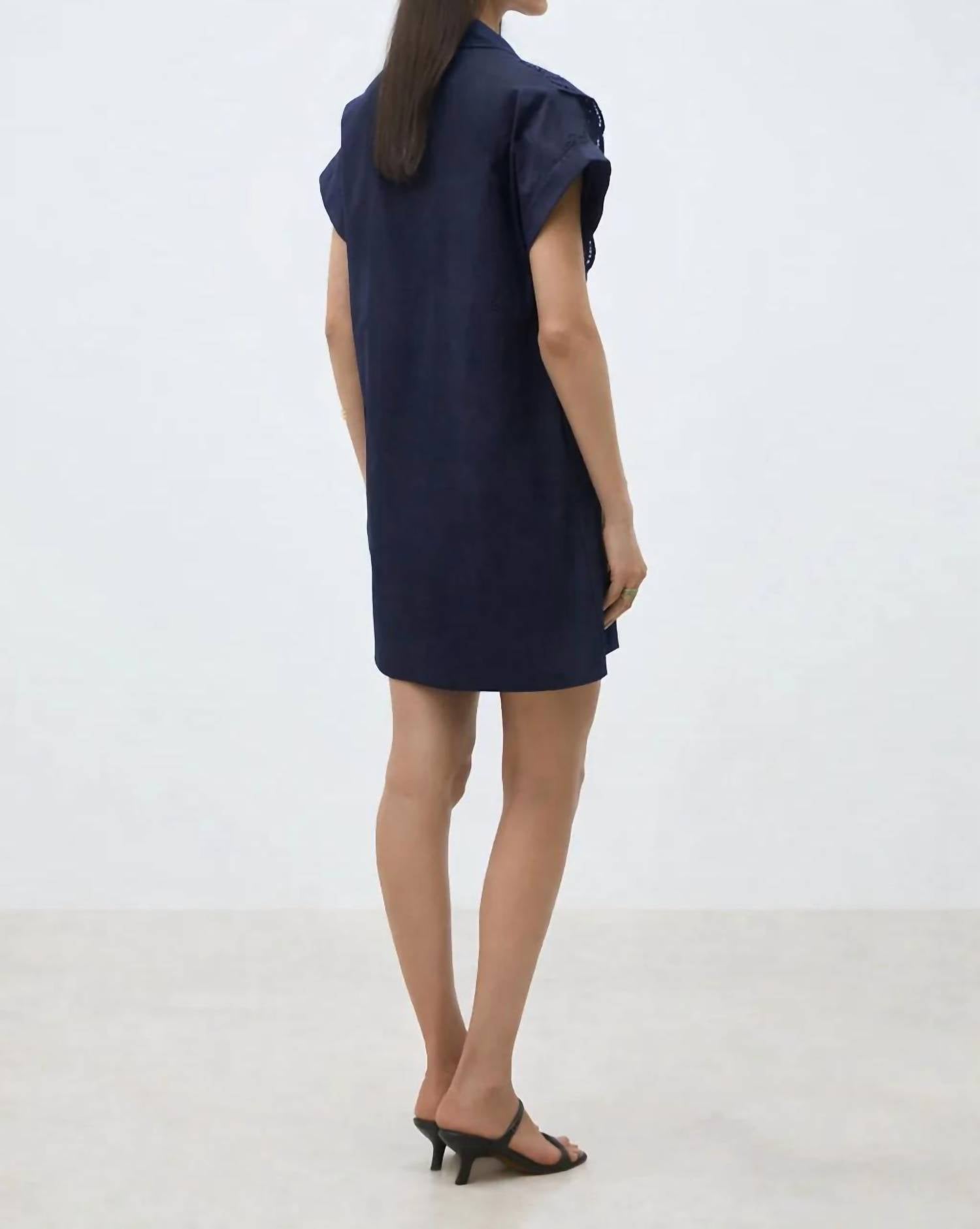 Suncoo - Cross Short Embroidered Shirt Dress
