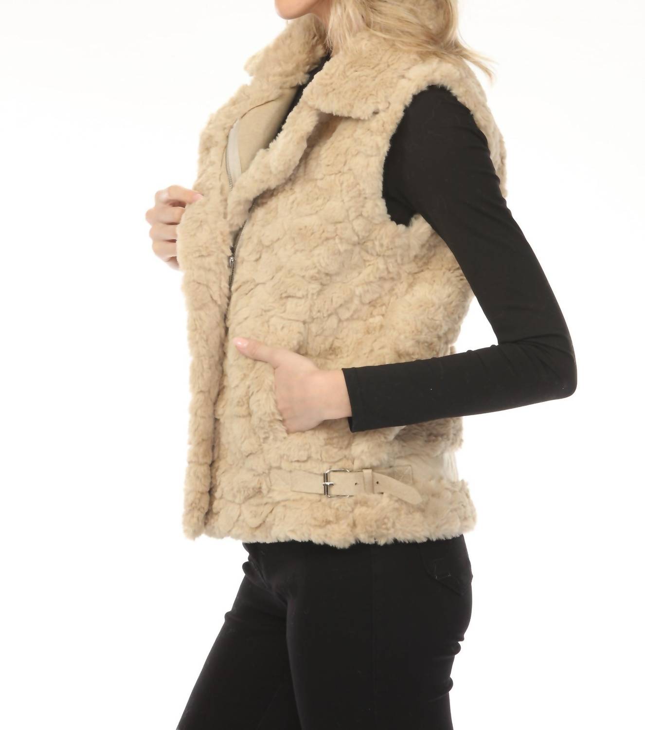 Metric Knits - Faux Fur Zip Up Vest