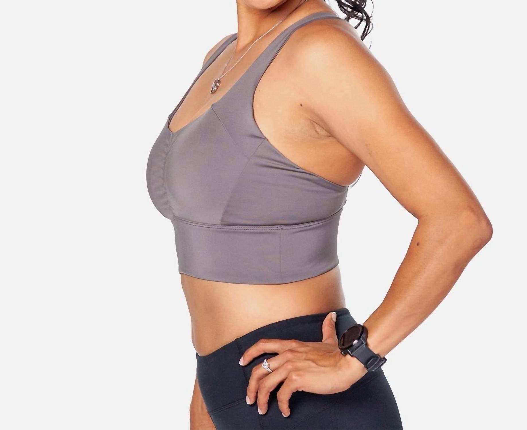 Handful Game Time Bra in magnetic gray - women's intimate - detail view
