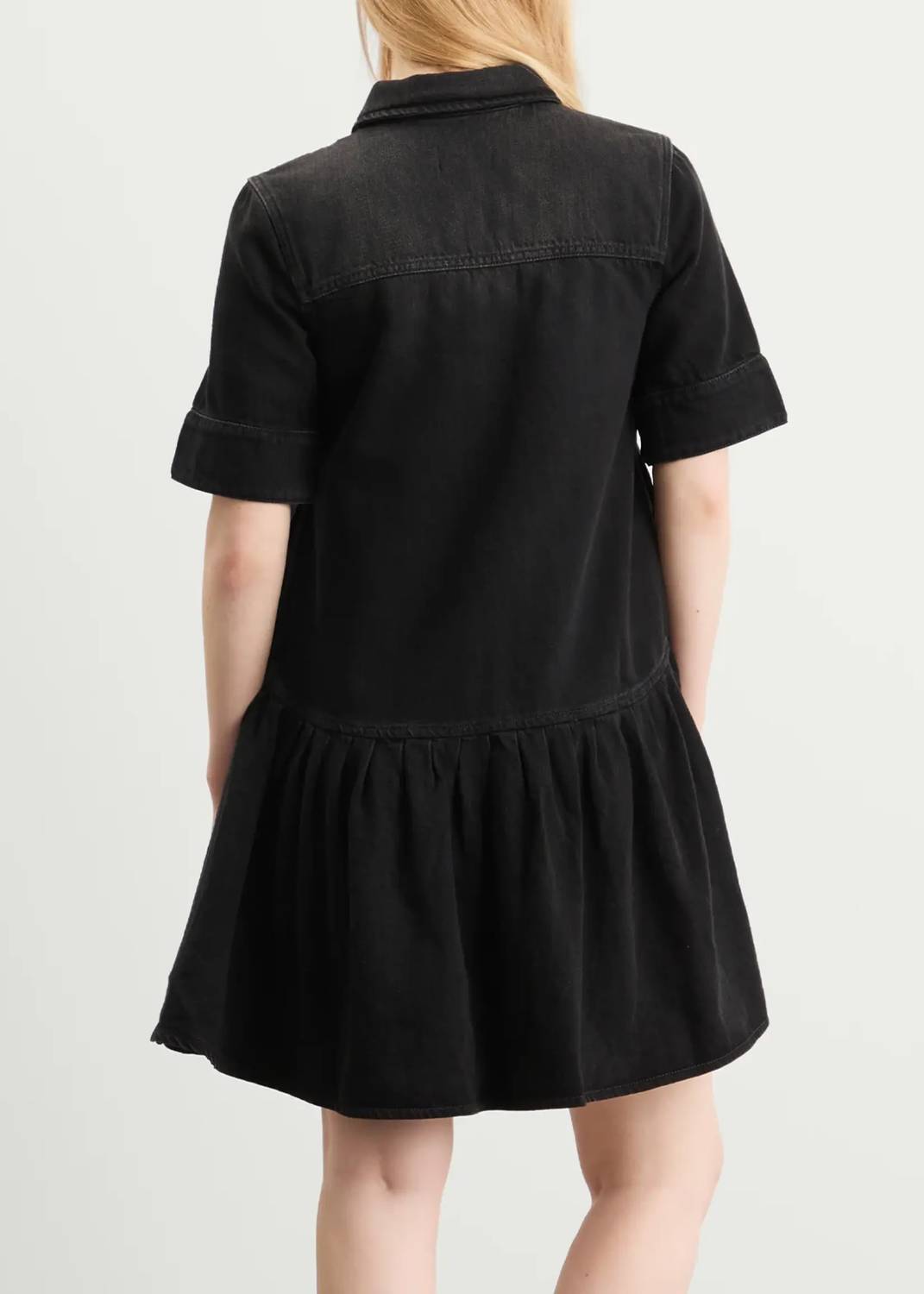 GANNI Future Soft Rigid Denim Mini Dress in washedblack - women's dress - detail view
