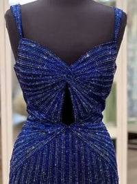 Sherri Hill Women's Hot Fix Cocktail Dress in black royal - women's dress - detail view