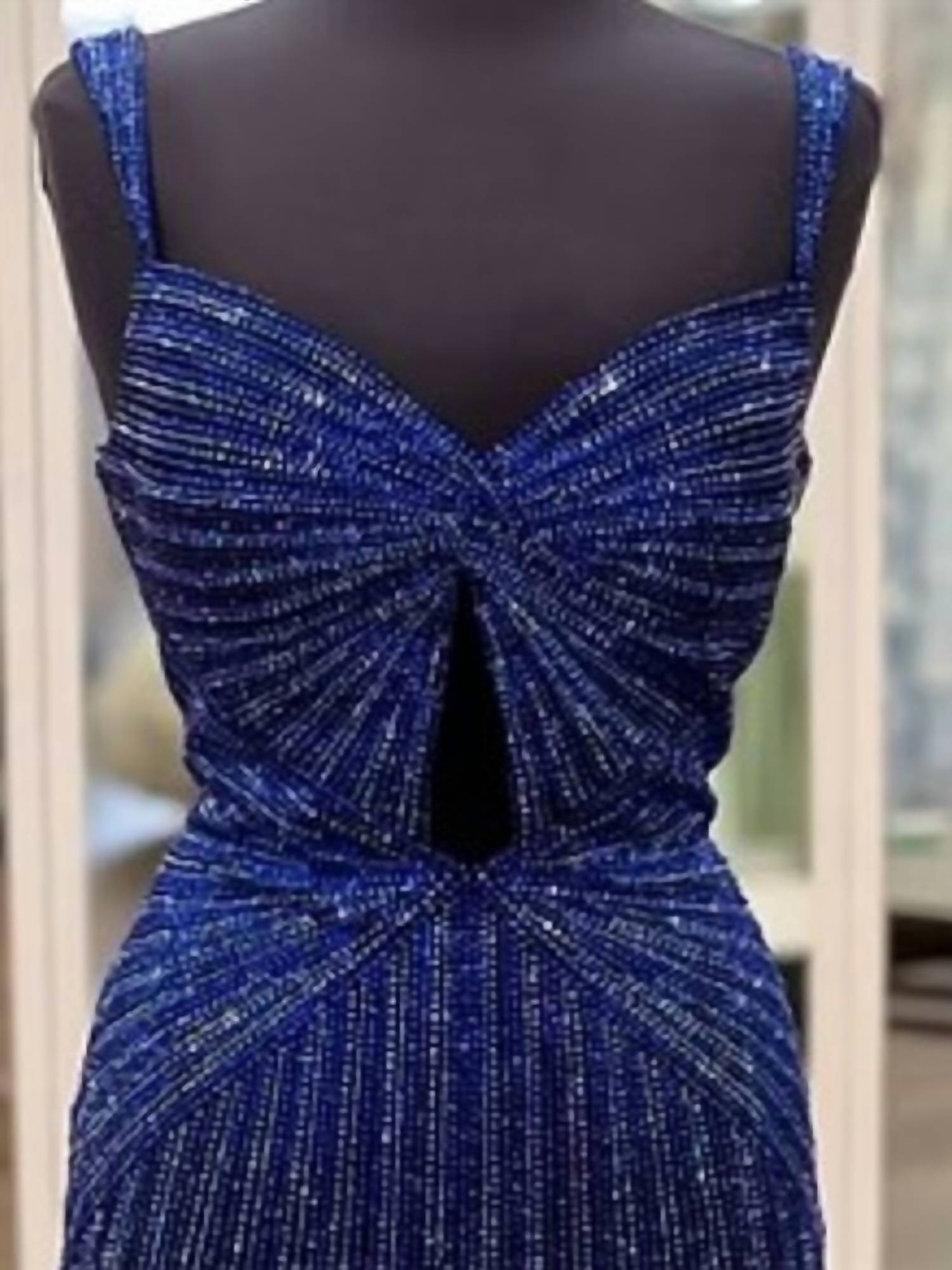 Sherri Hill Women's Hot Fix Cocktail Dress in black royal - women's dress - detail view