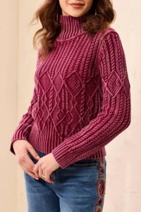 Tribal - Mock Neck Sweater With Special Wash