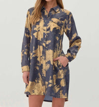 Jodifl - Metallic Tie-Dye Shirt Dress