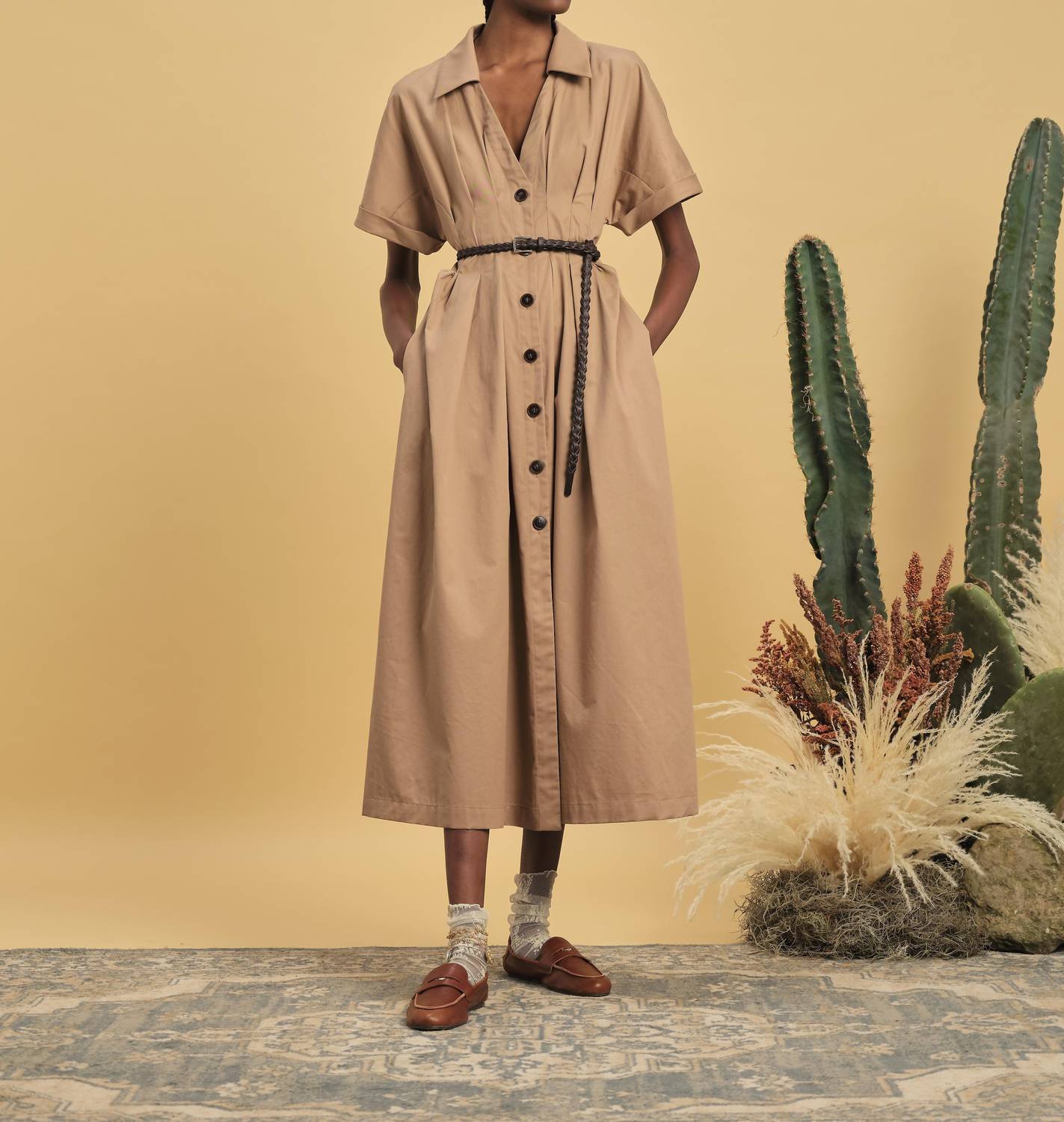 Kika Vargas Letitia Midi Dress in camel - women's dress - view 5