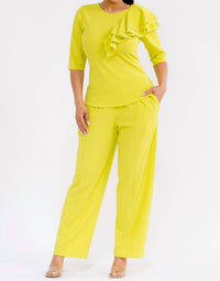 Karen T Design Pull-on Wide Leg Pants in yellow - women's pants