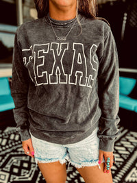PISTOLA Texas Crew Sweatshirt in black - women's top - detail view