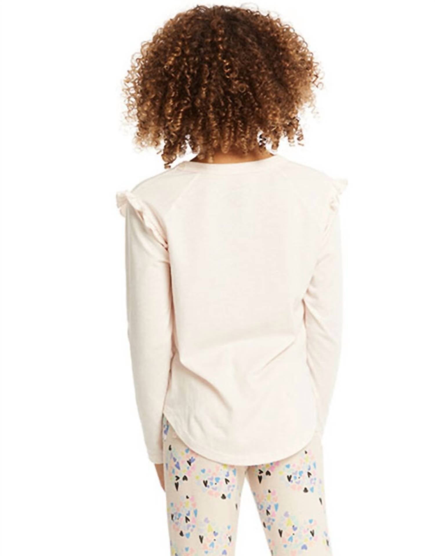 Chaser - Girls Ruffled Love Long Sleeve Tee