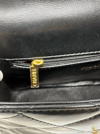 Chanel - Preloved Quilted Lambskin Flap Bag With Gold Top Handle And Crossbody Chain