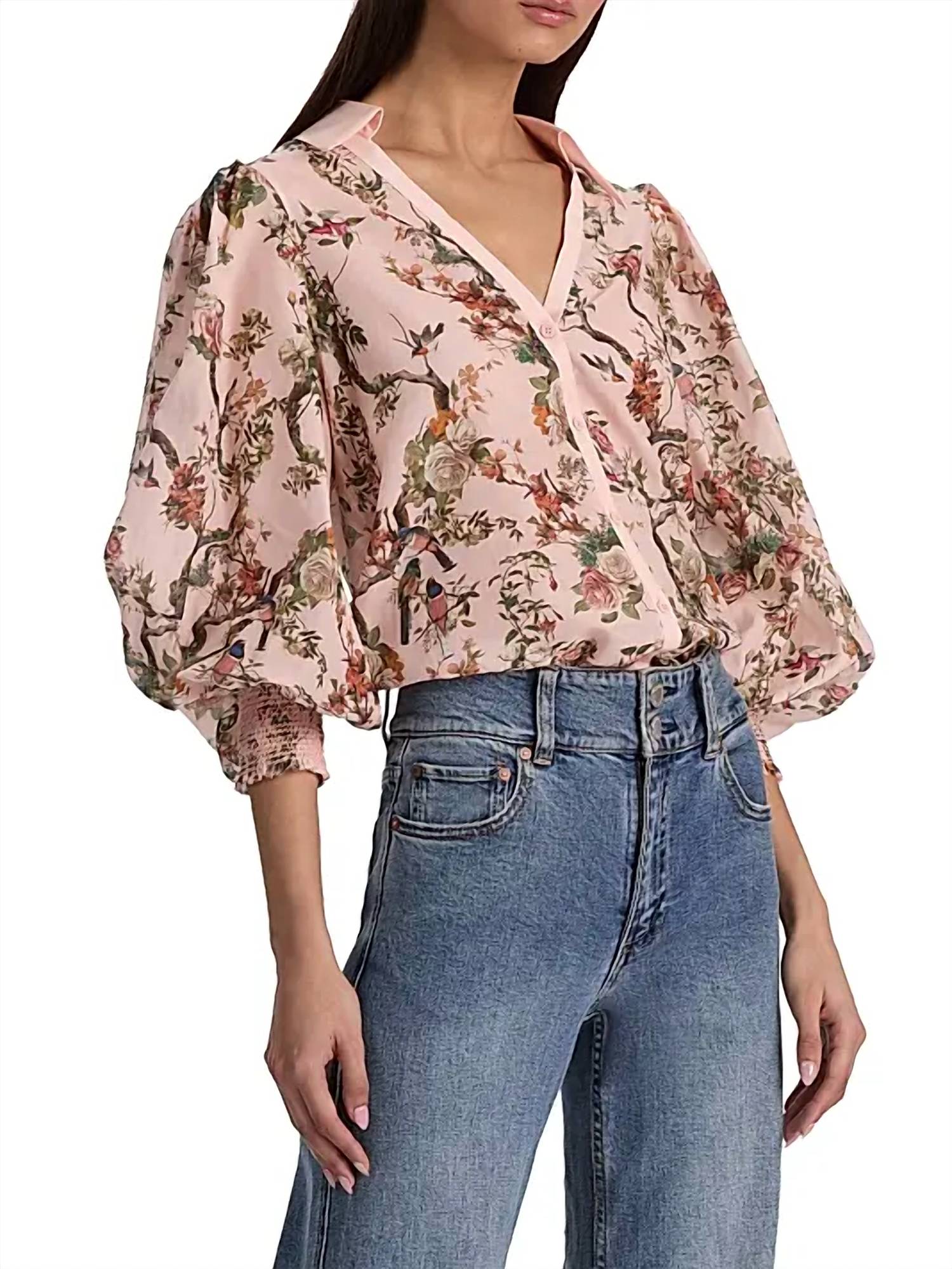 Alice + Olivia - Charis Long Sleeve Button Down Blouse