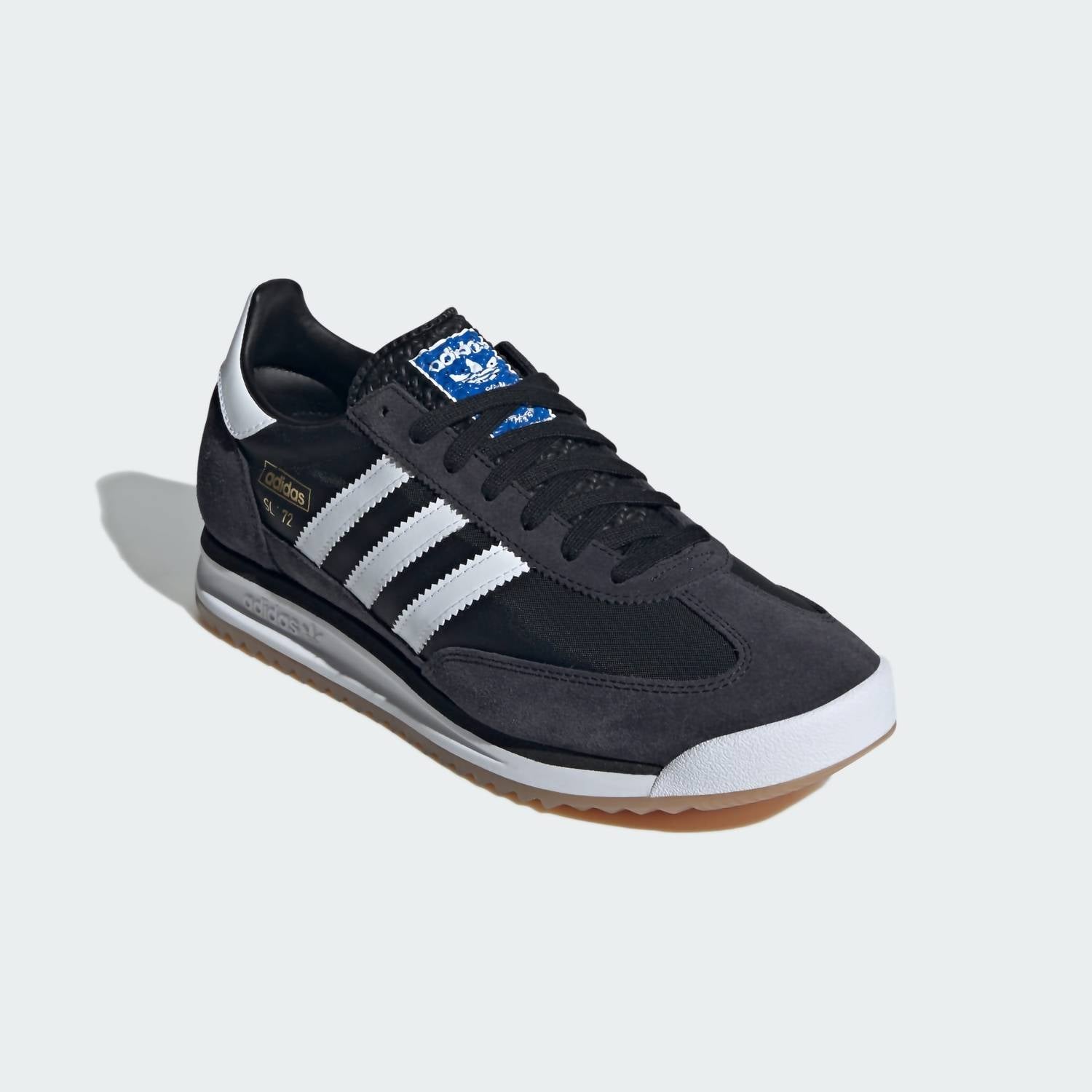 adidas Men’s Originals Sl 72 Rs Sneakers in core black cloud white blue - men's shoe - detail view