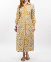 Ivy Jane Double Button Midi Shirtdress in yellow - women's dress - alternate view