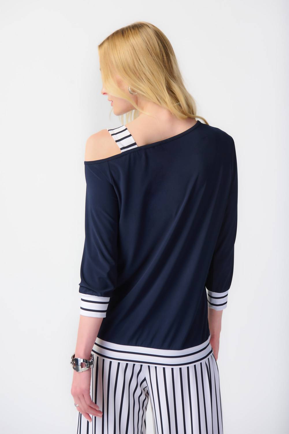 Joseph Ribkoff - Striped Detail Asymmetric Top