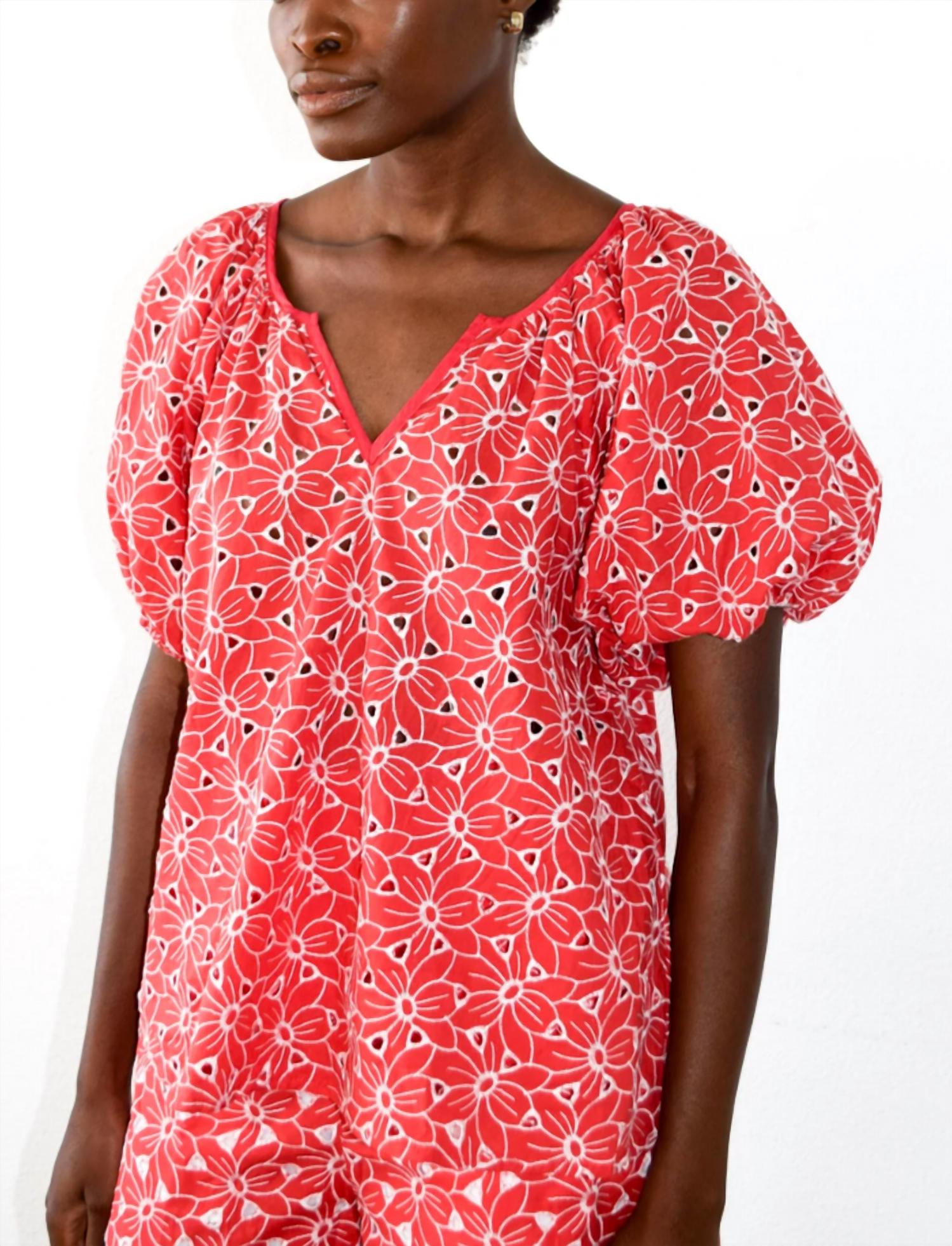 Never A Wallflower - Gathered Eyelet V-neck Top