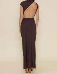 Fore Collection - Godiva Ruched Cupro Cut Out Maxi Dress